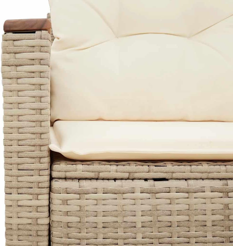 Beige Outdoor Loveseat Sofa with Storage - 2 Seater PE Rattan Patio Furniture for Garden, Balcony, Backyard