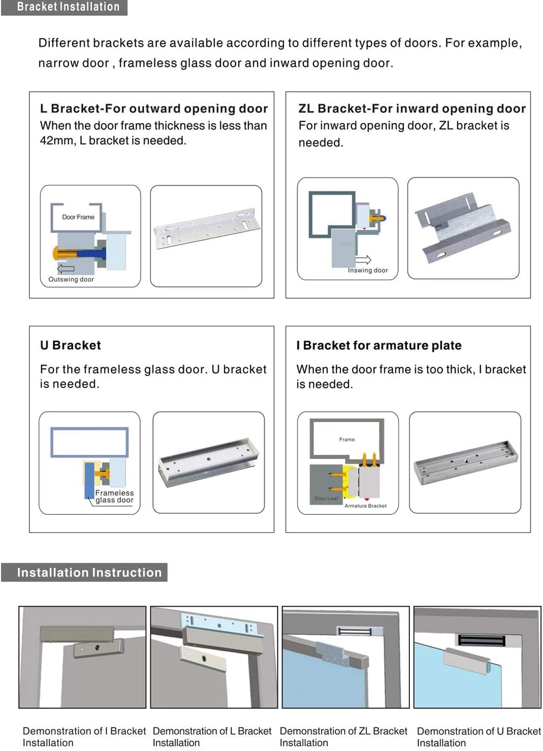 UHPPOTE 350kg 800Lbs Holding Force Fail-Safe Single Door Access Control Electric Magnetic Outdoor Gate Lock with NO/NC/COM Output