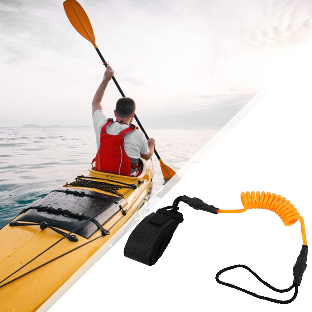 Culnflun Surfboard Safety Paddle Stand up Paddle Leash for Surfplank Yellow Orangish PU Material (Orange)