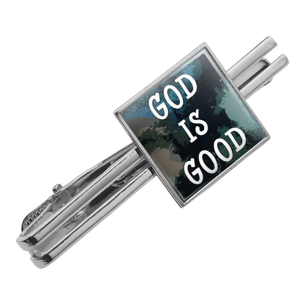GRAPHICS & MORE God is Good Christian Inspirational Religious Square Tie Bar Clip Clasp Tack Silver Color
