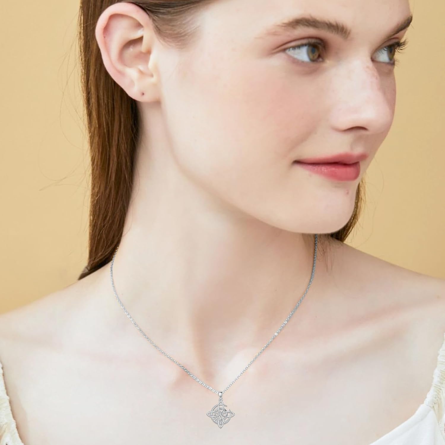 Witches Knot Necklace 925 Sterling Silver Celtic Knot Necklace Moonstone Witch Knot Pendant Jewelry Gifts for Women - Image 3