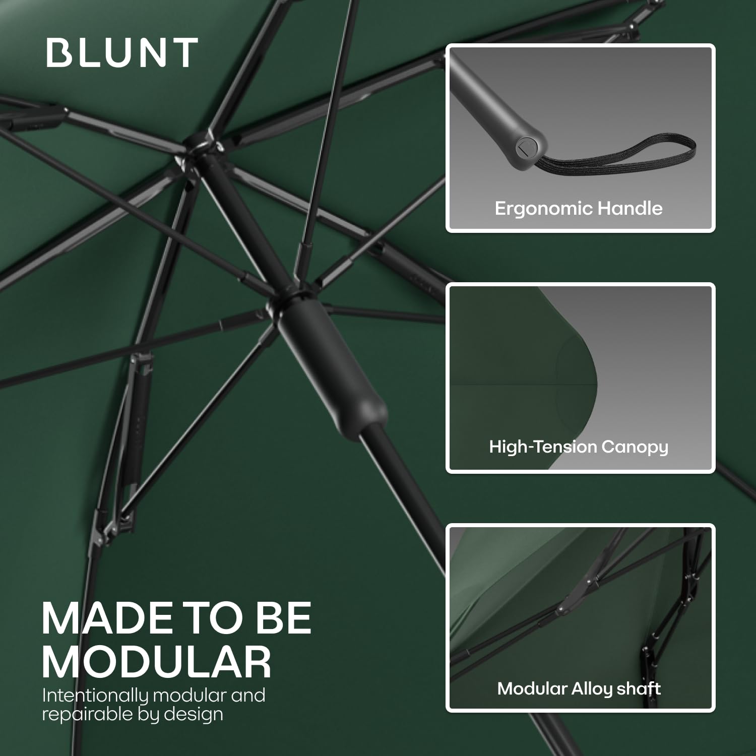 Blunt Executive Stick Paraguas de 137,2 cm - Paraguas de golf grande - Resistente al viento y al agua - Sólido, compacto y ligero - Fácil de usar [diseñado para durar], Azul marino (azul marino), 138