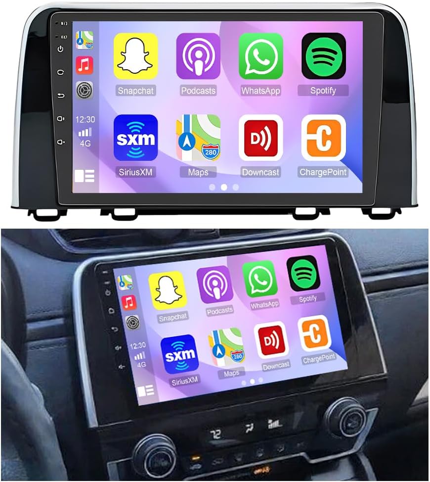 4+64G Car Stereo Radio for Honda CRV 2017 2018 2019 2020 2021, 9'' IPS Touchscreen Android 14 Wireless Car Radio Stereo with CarPlay Android Auto GPS Navigation WiFi Bluetooth