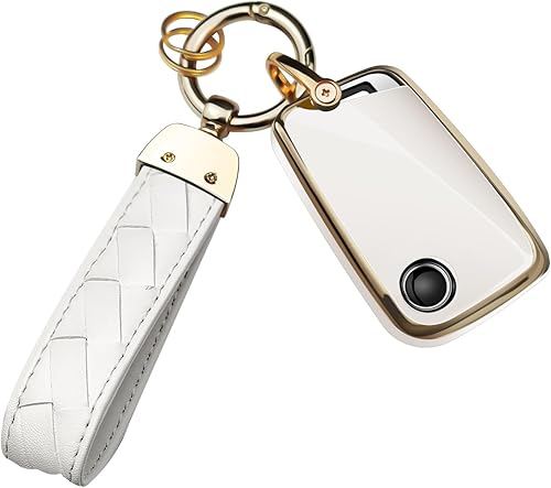 Miniatura 6 de Llavero con funda para llavero Volkswagen compatible con Volkswagen Atlas 2018-2022, Blanco marfil., 5 Botones
