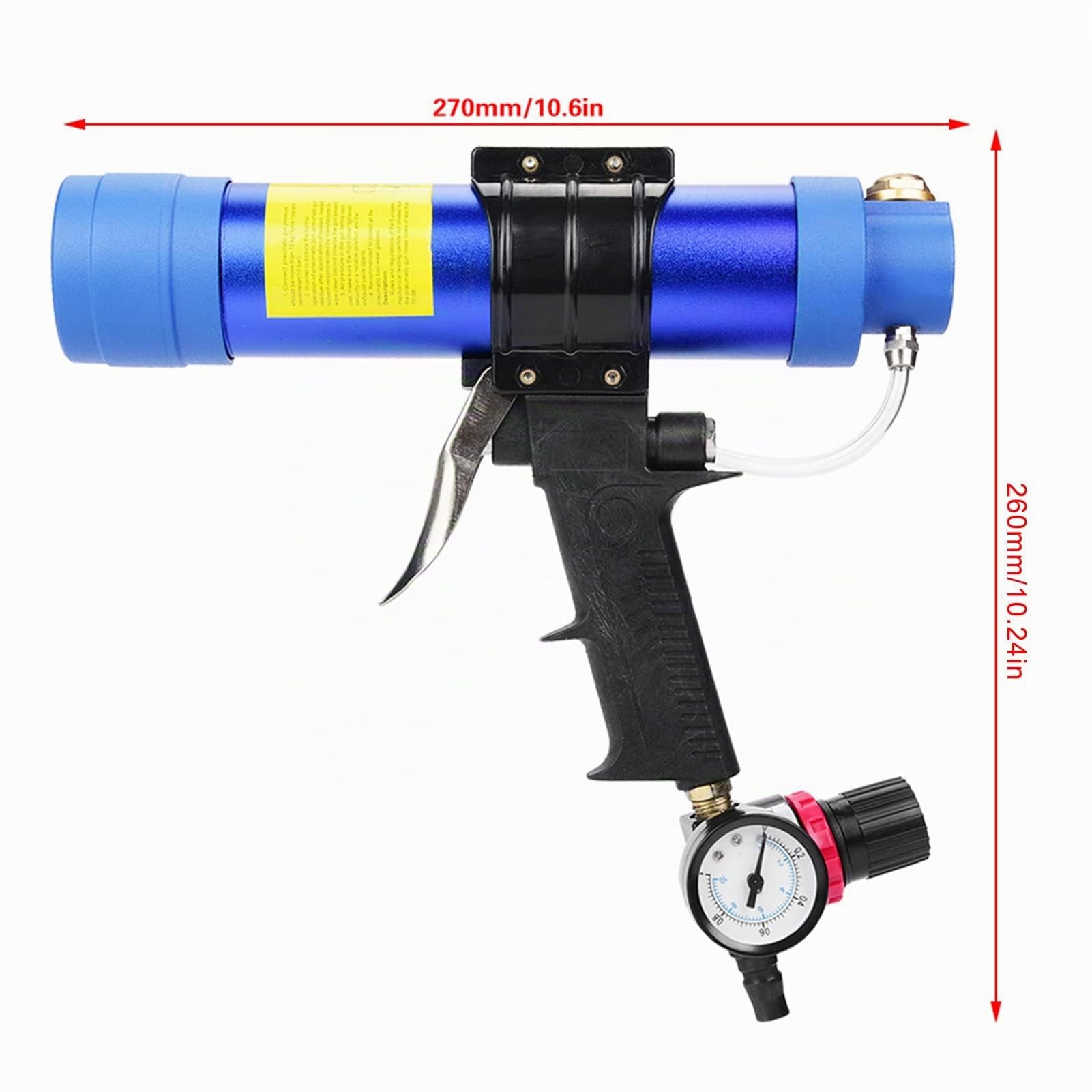 Pistola per Cartucce Aria Compressa, Pistola Pneumatica per Colla per Vetro, Pistola per Colla/sigillatura per Vetro con Cartucce, Pistola Ad Aria Compressa Regolabile 310 Ml