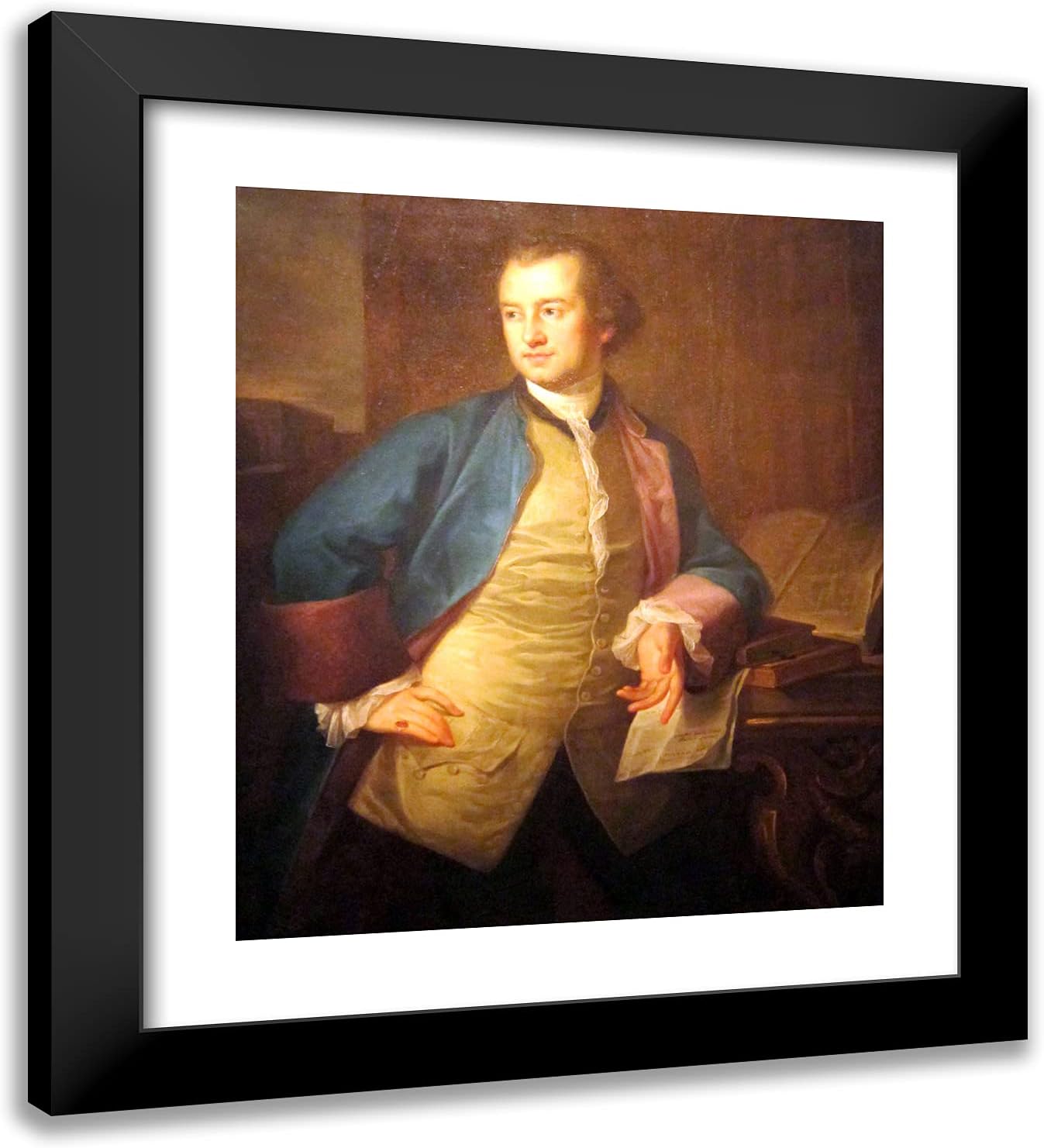 ArtDirect Kauffman, Angelica 20x22 Black Ornate Framed Art Print with Double Matting Titled: A Portrait of John Morgan