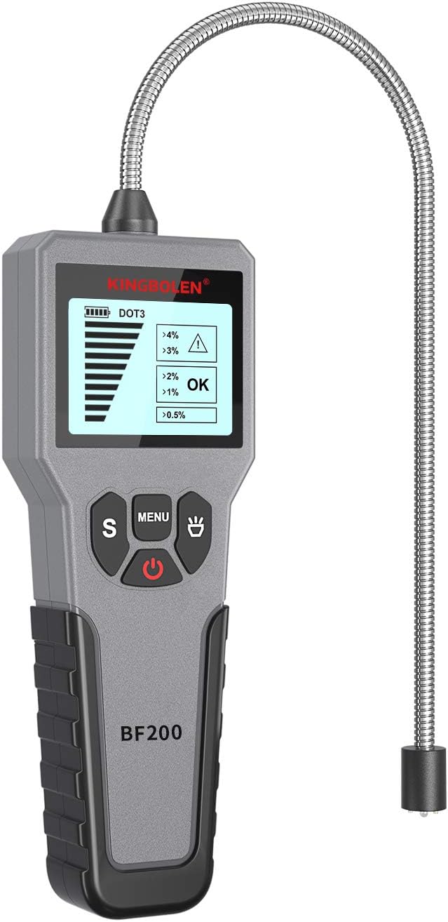 KINGBOLEN Brake Fluid Tester BF200,High Precision Car Brake Fluid Detector,Hydraulic FluidLiquidOil Moisture Analyzer with LCD Screen Audible Alarm,DOT3DOT4DOT5.1 Tester,Automotive Replacement Level Sensors.