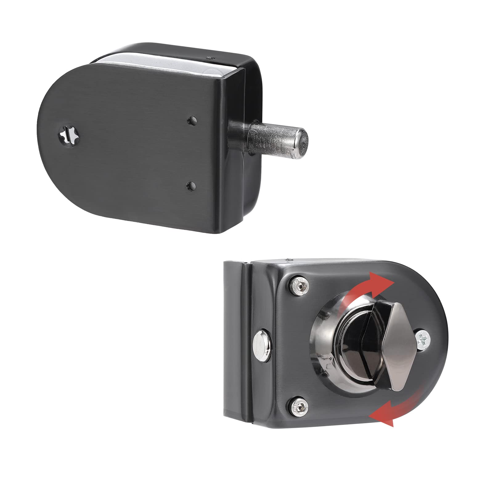 Ranbo Frameless Swinging Door Floor Bolt Lock, No-Drill, 304 Stainless Steel, for 3/8''-1/2''(10mm-12mm) Sliding Glass Doors - Image 4