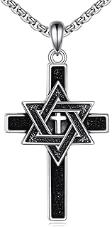 Star of David Cross Necklace Sterling Silver Jewish Star Pendant Necklace Judeo Christian Religious Jewelry Gift for Men Women
