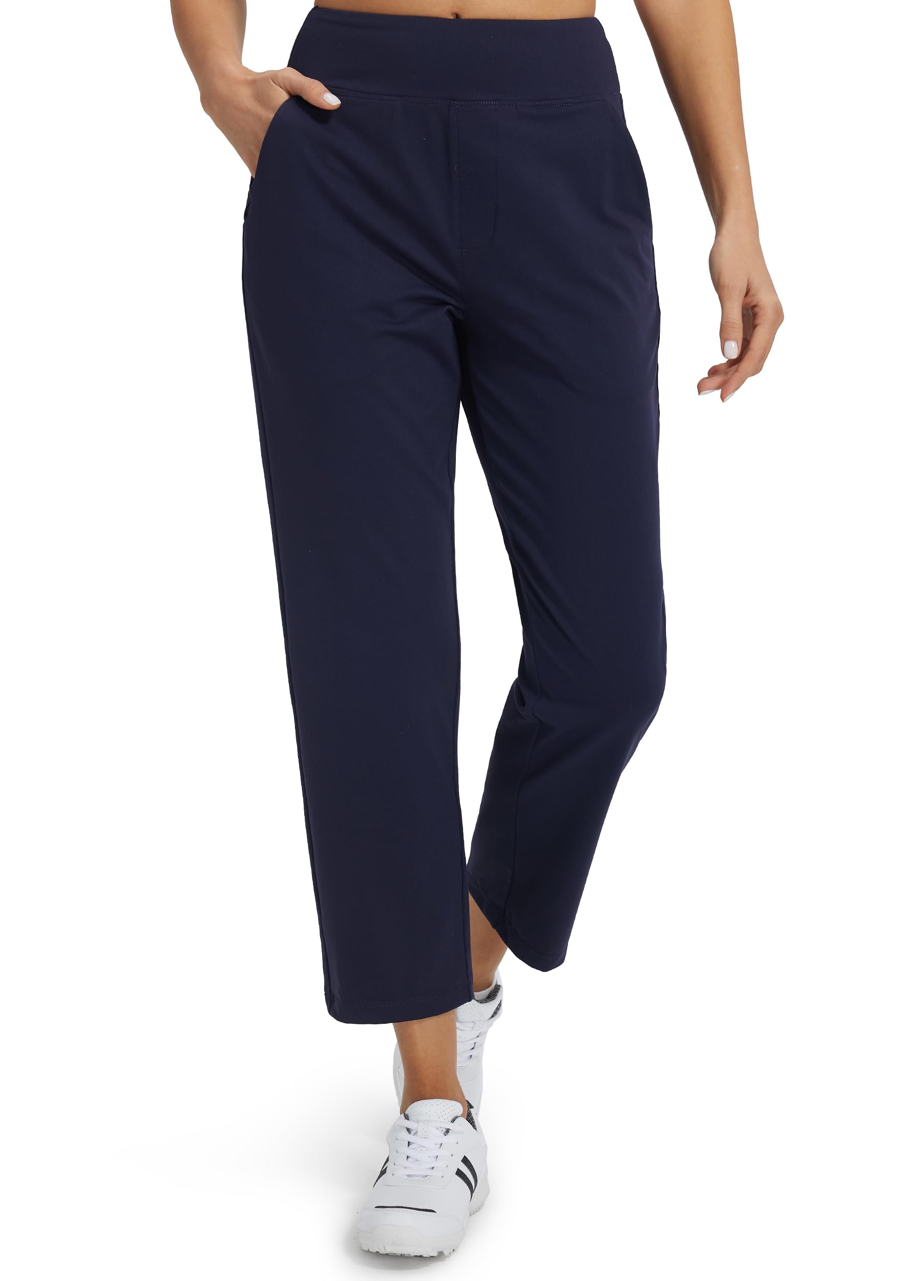 Pantalon Casual Travail Femme Élastique Taille Haute, pour Sport, Golf, Jogging avec Poches. Style Habillé, Sweatpants pour l'Athlétique, Le Décontracté, la Détente et Le Lounge