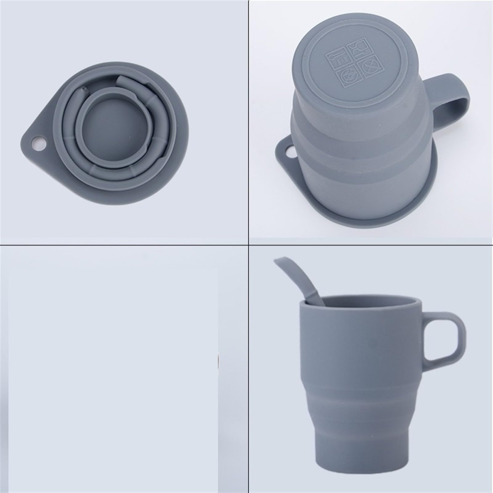 QXGJTLI Tasse à eau, tasse à café avec paille, tasse à eau, tasse à thé pliable de qualité alimentaire, tasse à café pliable de voyage