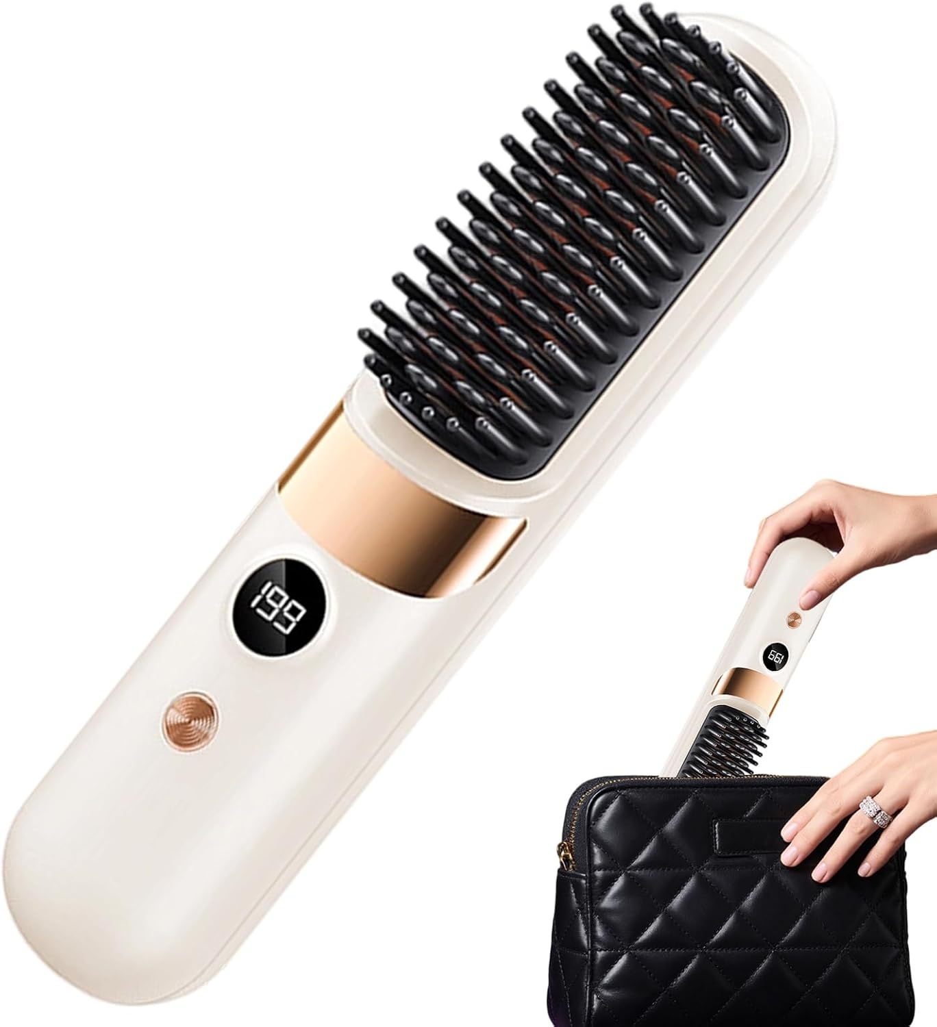 Hair Straightener Borstel Draadloos – Oplaadbare Hete Haarstylingkam Draagbaar,Draadloze Haarstrijkam – Voor Reis Appartement Studentenhuis Vakantie Vrouwen Echtgenote Familie En Vrienden