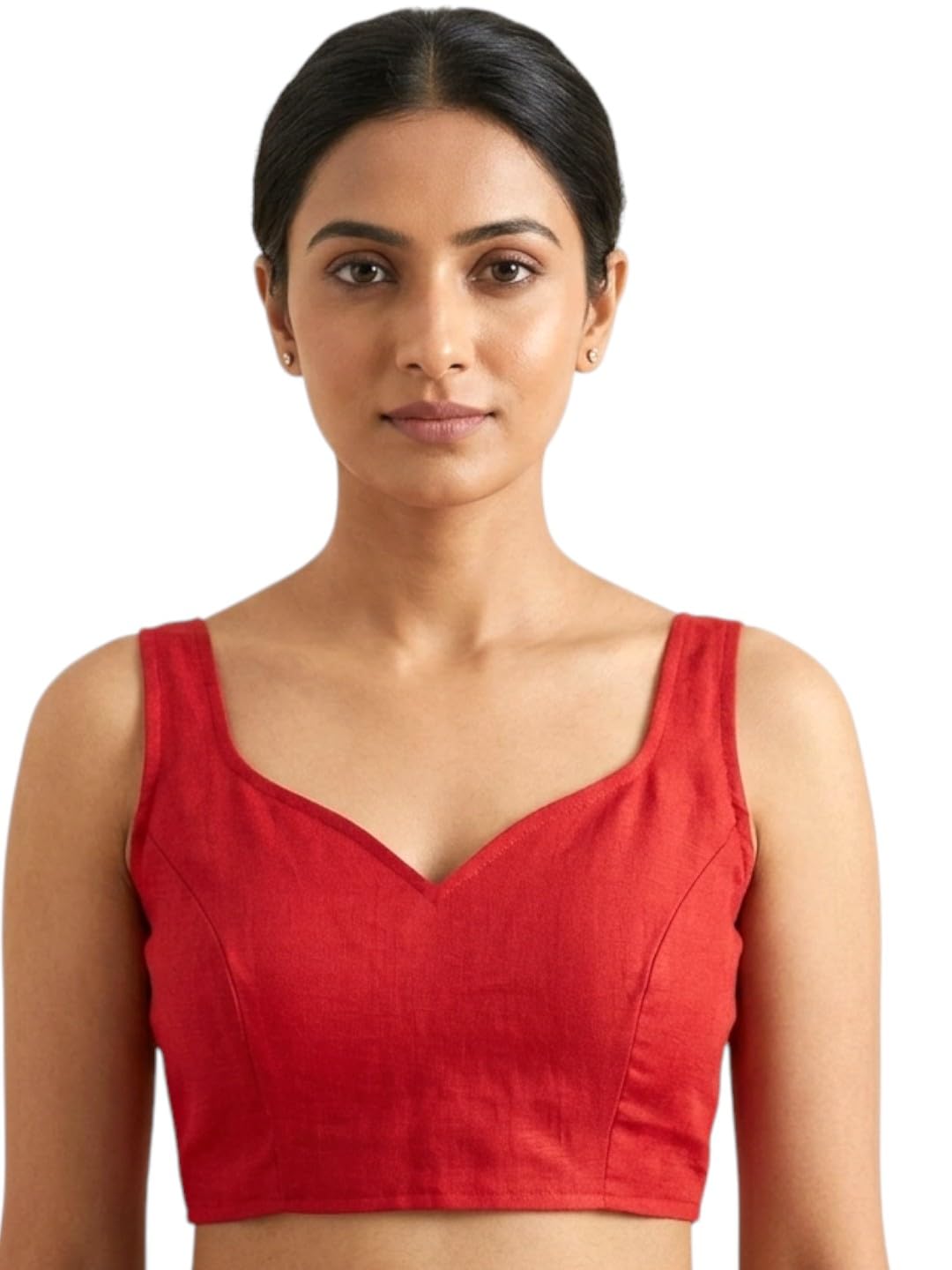 biyu Red Saree Blouse for Women, Sweetheart Neck-picture-32