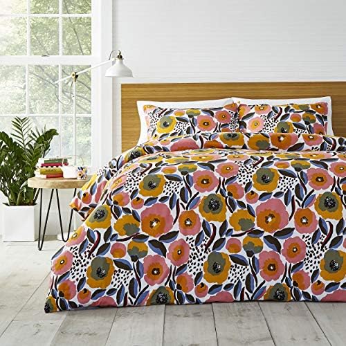 Marimekko - King Comforter Set, Cotton Percale Bedding with Matching Shams, All Season Home Decor (Rosarium Pink, King)