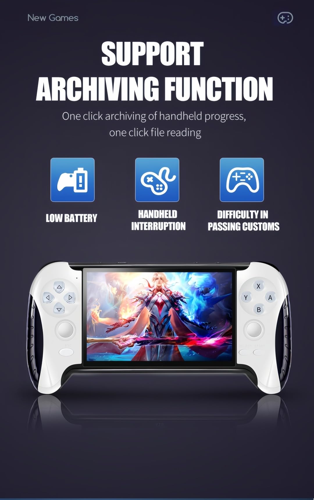4.3 Pulgadas Consola de Videojuegos Portátiles Diseño de Mango Creativo Múltiples Emuladores Mp4/Mp3/E-book TV Salida Casual Juegos Retro de Mano Regalos de Cumpleaños/Cacaciones
