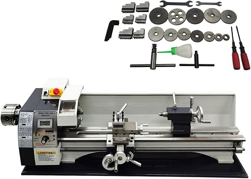 Double Head Metal Bench Lathe 8X32" Double Chuck Bench Lathe Metalworking Lathe Metal Lathe Variable Speed Lathe Miniature Lathe Metal Milling Machine 110V