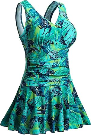 MiYang Womens Plus-Size Flower Printing Shaping Body One Piece Swim Dresses Swimsuit