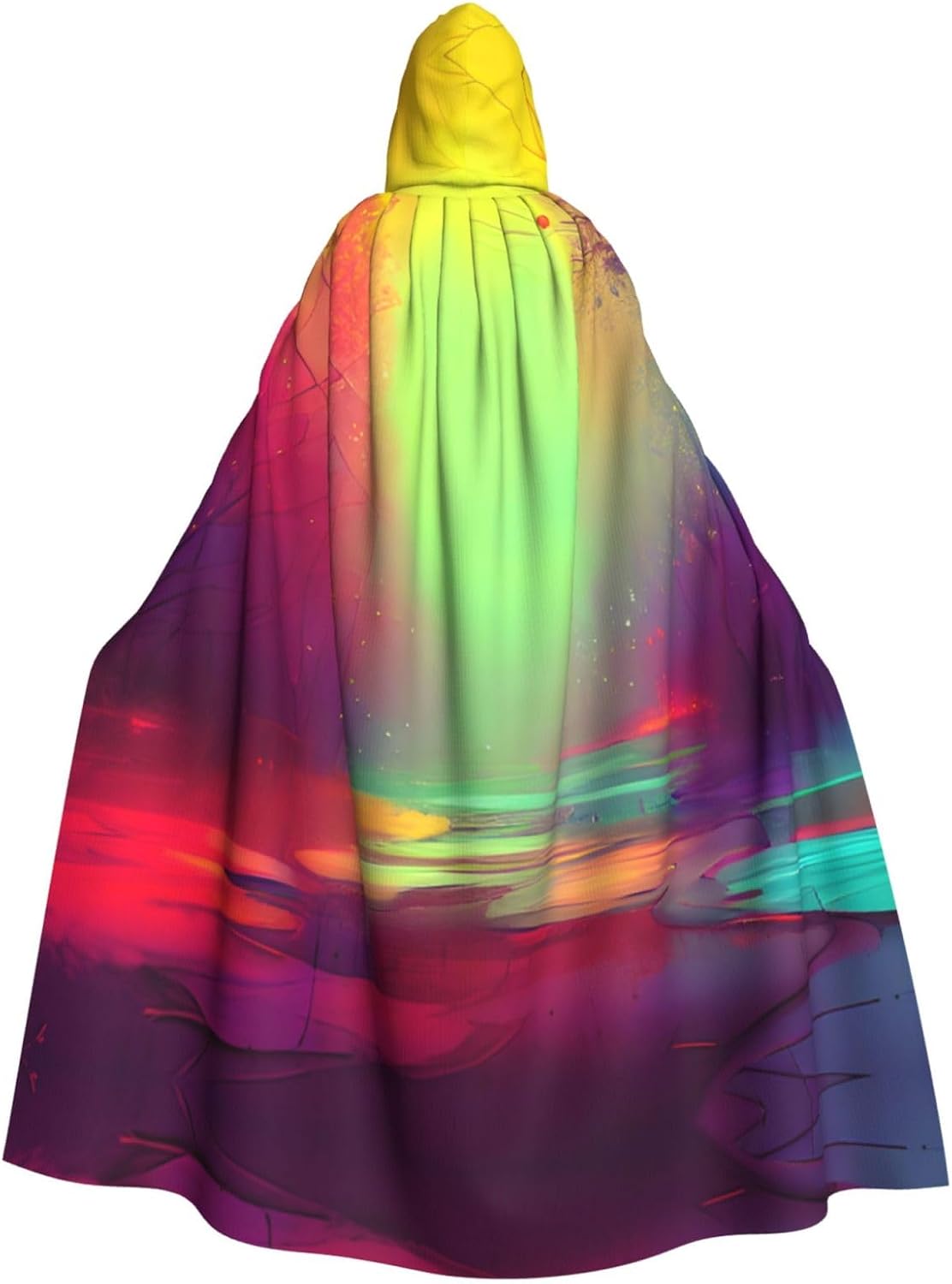 Dream colorful print Carnival hooded robe cape for adult men and women role play. Gothic cape costume