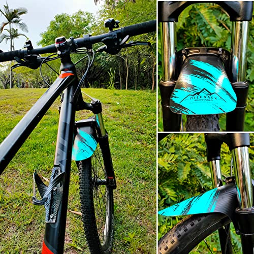 Bike Fender, 2Pcs Adjustable Mtb Mud Guard, Front And Rear Compatible Mudguards, Easy To Install, Fits 26", 27.5", 29" Fat Tire Bikes And All Disc Brake Bicycles (Black+Cyan) #TOP6