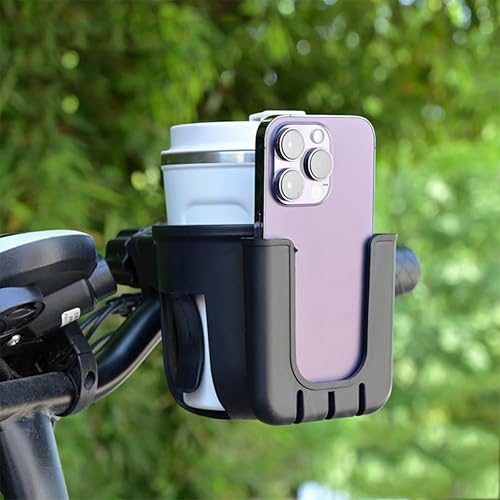 Miniatura 4 de Portavasos con soporte para teléfono para caminante, bicicleta, silla de ruedas, cochecito, soporte ajustable para bebidas con soporte para