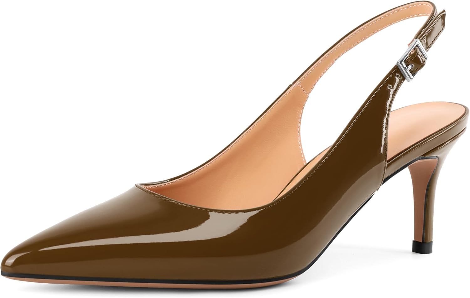 SAMMITOP Women's Pointed Toe Slingback Shoes Kitten Heel Pumps Comfortable Dress Shoes