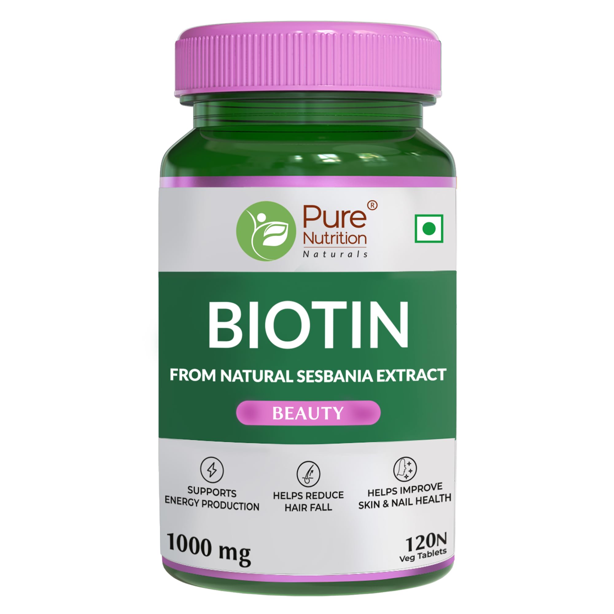Pure Nutrition Biotin 120 Vegetarian Tablets with Sesbania Grandiflora, Bamboo Shoot, Moringa Leaf, Amla Extracts & Multiminerals for Hair Growth, Glowing Skin & Strong & Healthy Nails (B0D8FT8B5V) Amazon Price History, Amazon Price Tracker