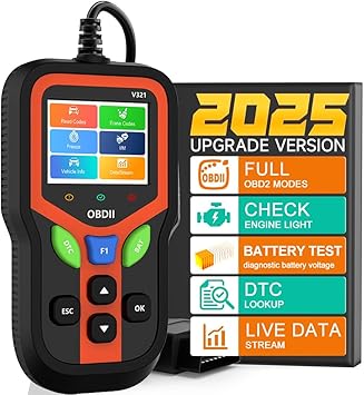 ماسح ضوئي OBD2 - أداة تشخيص قارئ رمز السيارة لفحص ضوء المحرك، وقارئ رمز الخطأ وإعادة ضبطه، والبيانات في الوقت الفعلي، واختبار الجهد، وجاهزية EVAP وI/M لجميع سيارات OBD II منذ عام 1996 OBD2 V321