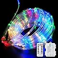 Fitybow LED Rope Lights Battery Operated String Lights 40FT 120 LEDs 8 Modes Fairy Lights with Remote Timer Outdoor Decoration Lighting for Garden Patio Party,Weddings,Christmas Décor (Multi-Color)