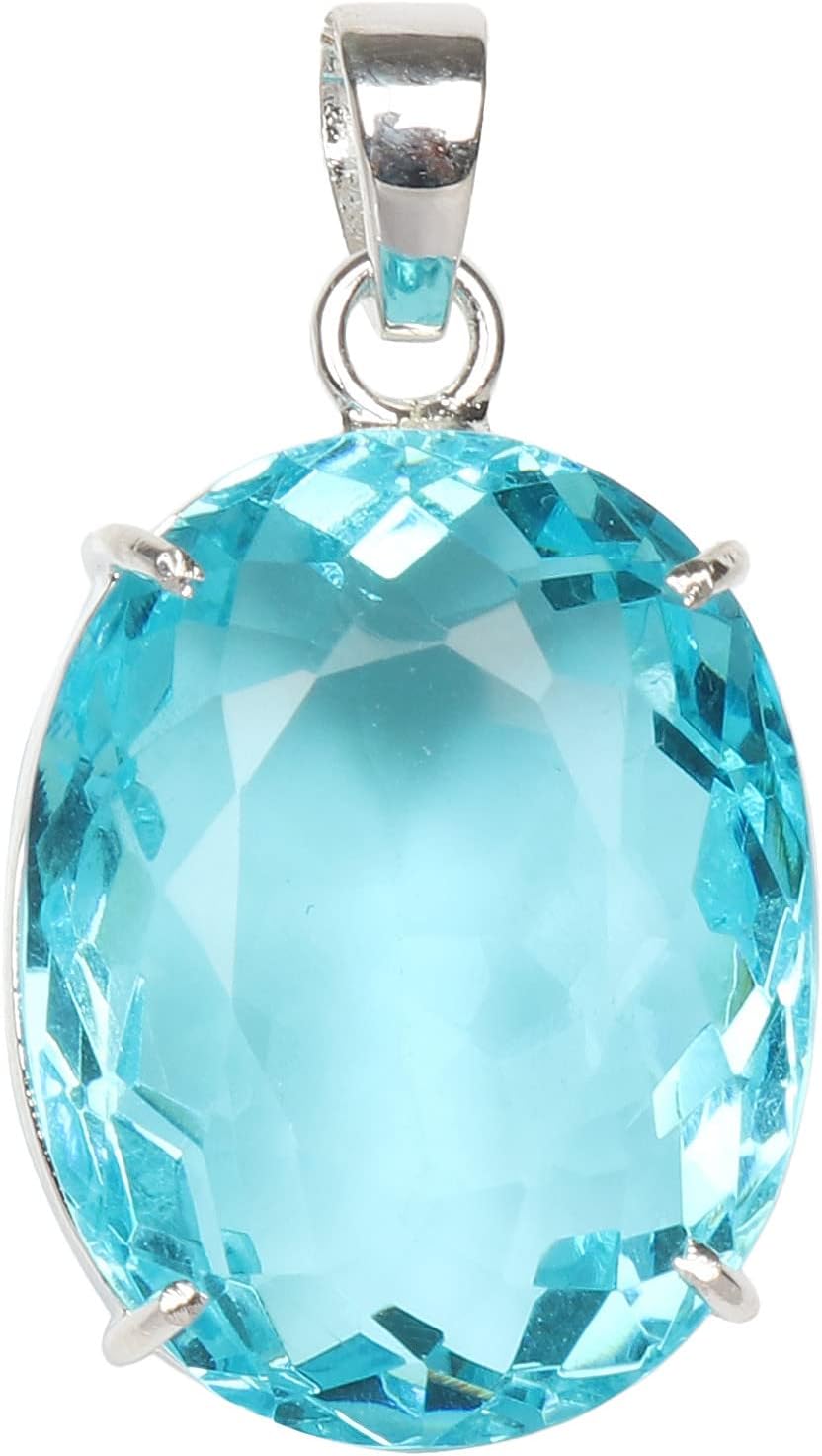 GEMHUB Gemstone Pendant Without Chain 44 CT-135 CT Oval Shape Sterling Silver Pendant Jewelry Women