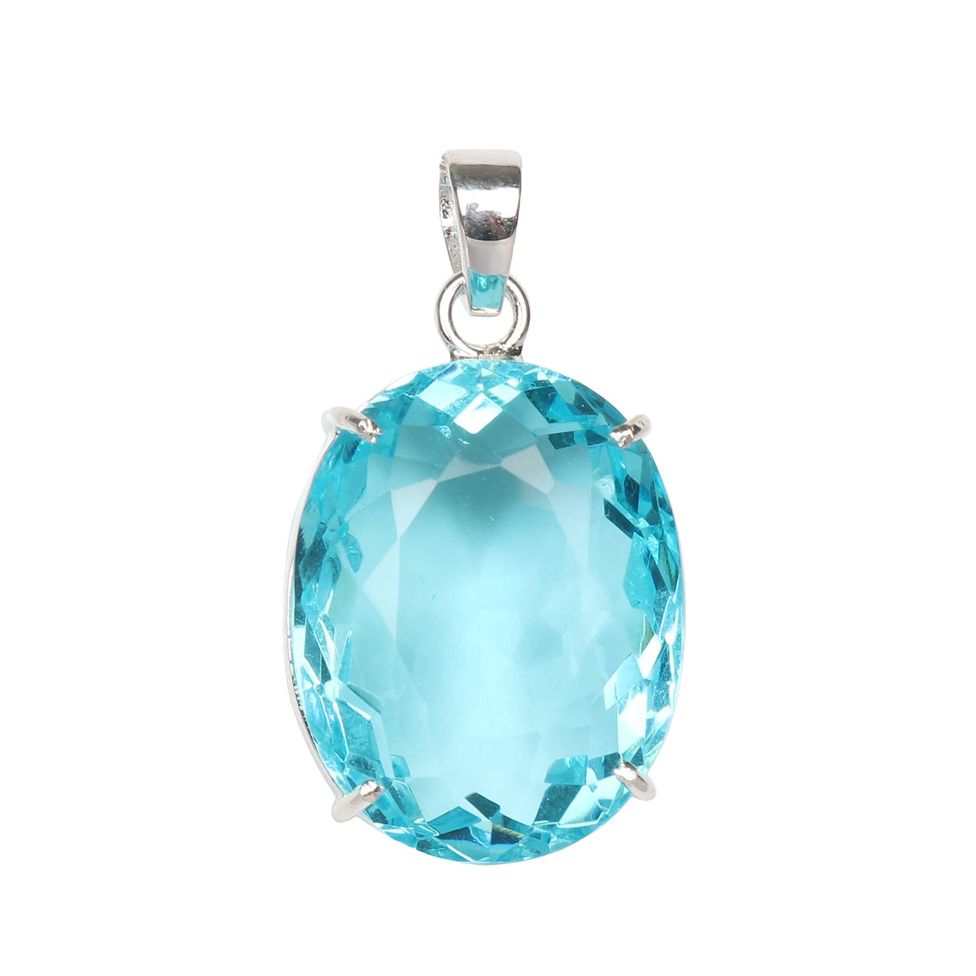 GEMHUB Gemstone Pendant Without Chain 44 CT-135 CT Oval Shape Sterling Silver Pendant Jewelry Women