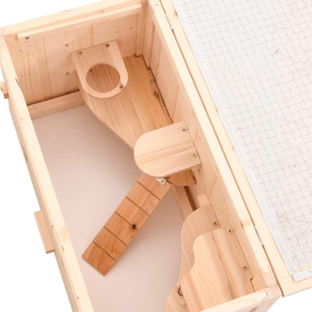 Jaula para hámsters, 60 x 30 x 35 cm, madera maciza | Casa de roedores para salón con ventana de cristal acrílico y bandeja inferior extraíble para facilitar la limpieza.