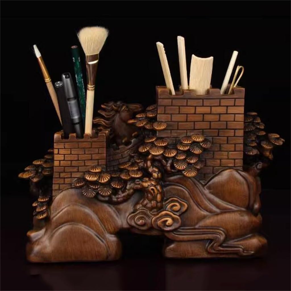 Décoration porte-stylos, boîte de rangement pour papeterie de bureau, porte-stylo décoratif chinois, seau, fournitures de bureau