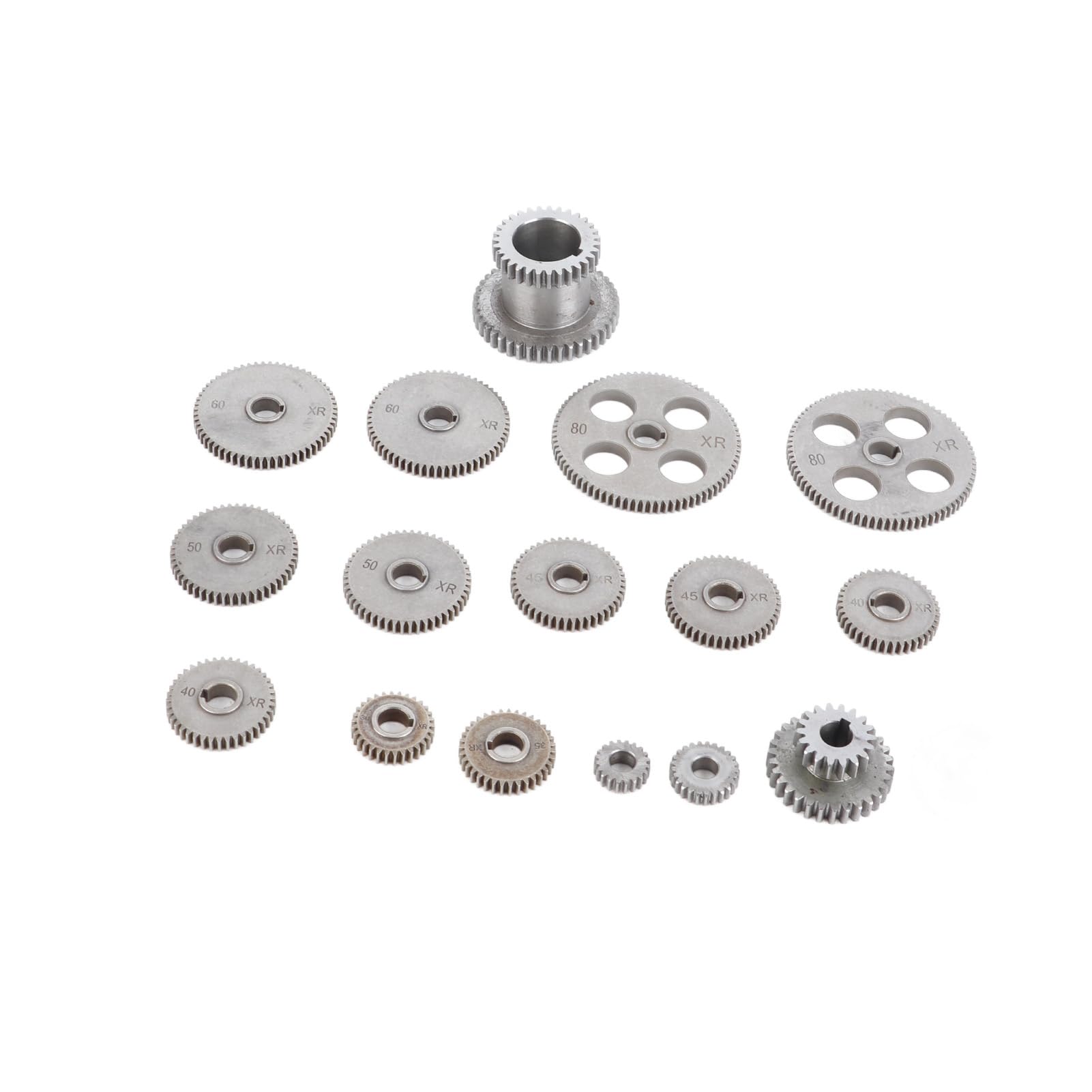 Generic Metallgetriebe, Rack und Ritzelgetriebe 18pcs Drehsteuerschneidemaschine Metall -Austausch -Zahnrad Kit Zahnrad mit Motorriemenscheibe HT250 Grey Iron Duplex Metall Austauschgetriebe