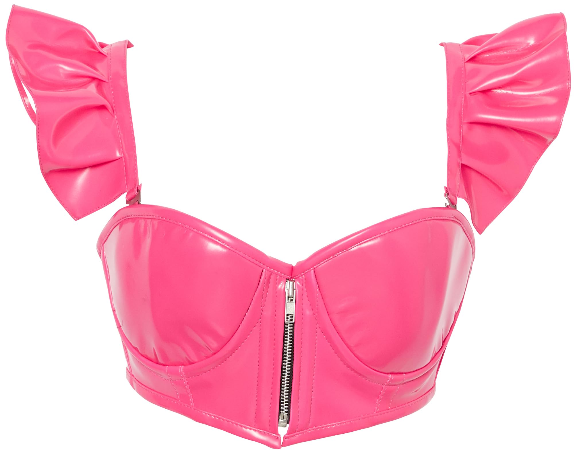 Lavish Red Patent Underwire Bustier Top w/Removable Ruffle Sleeves