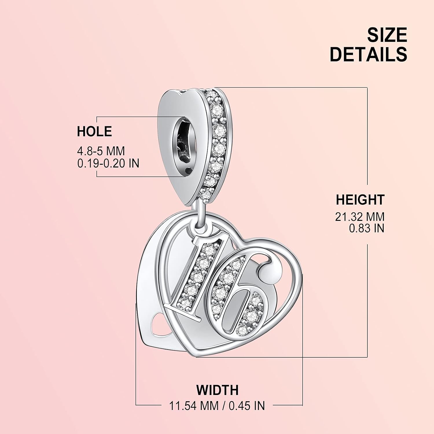 NINGAN 16 18 21 30 40 50 60 Years of Love Dangle Charms for Charms Bracelets, Forever & Always 925 Sterling Silver Cubic Zirconia Bead Pendant, Happy Birthday Jewelry Gifts for Women