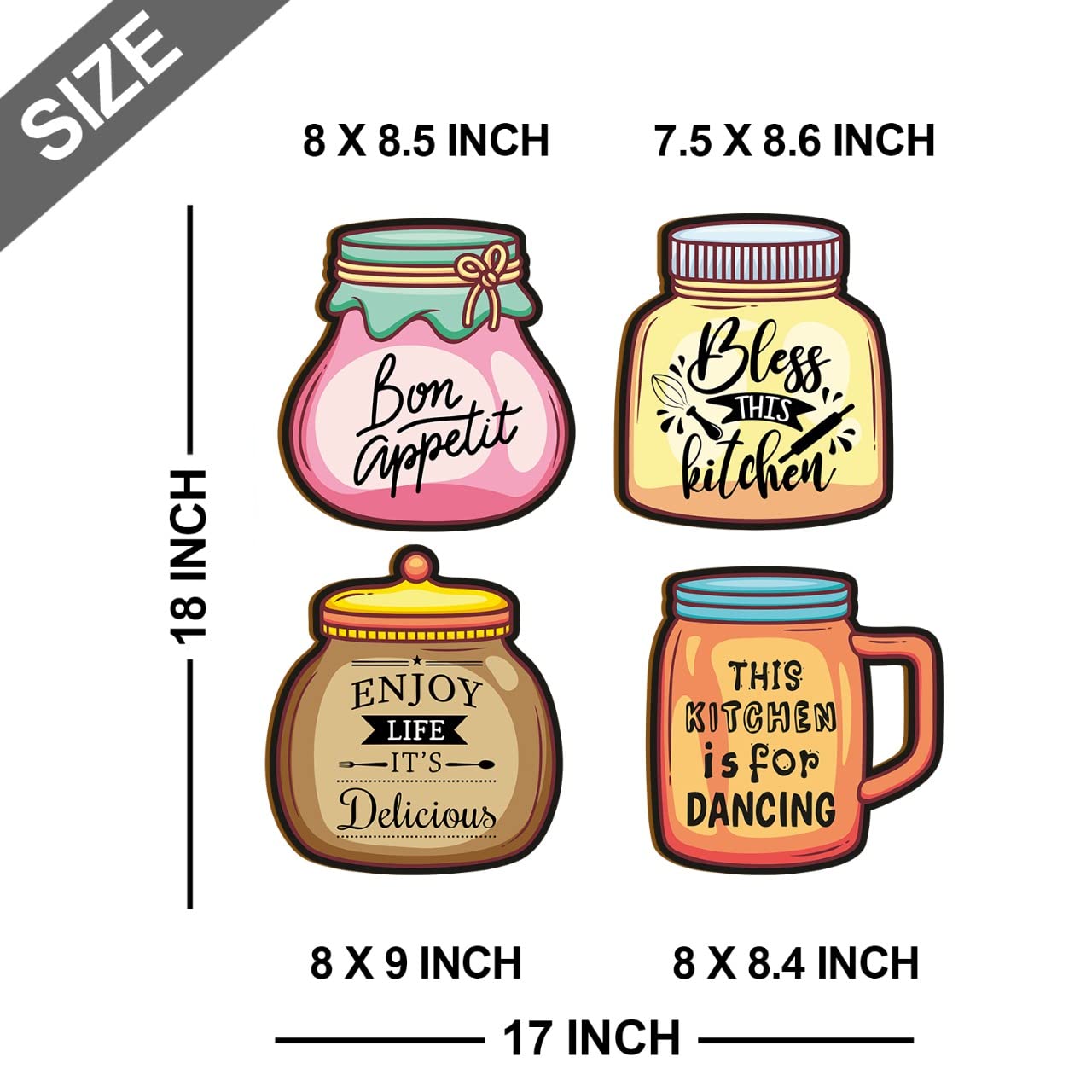 Wooden Wall Art - Kitchen Decor Pack of 4 -5 Wooden Wall Art - Kitchen Decor Pack of 4 -5