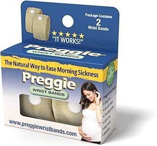Three Lollies Preggie Anti-Nausea Wristbands – Morning Sickness Relief – Clinically Tested - Pregnancy Nausea Relief – Acupressure Wristband - Side Effect Free - 1 Count (2 Wristbands) – Beige