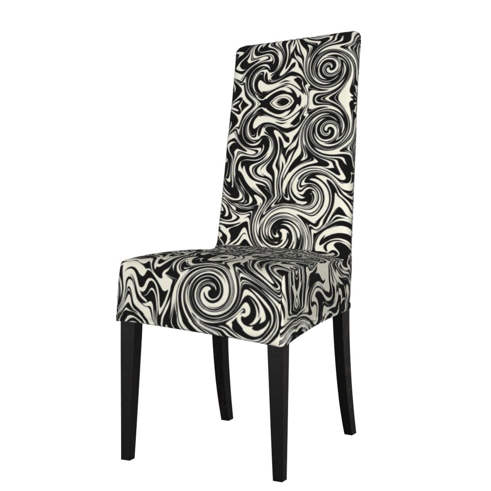 Lkymoh As Picture Black White Swirl, Chair Covers Stretch Chair Slipcovers For Dining Room, For Party Pet Protection Universal Fit Soft Polyester