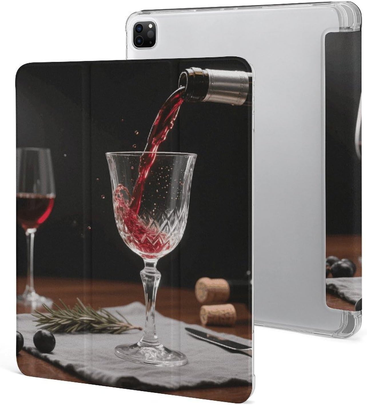 Red Wine 12.9 in Trifold for iPad Case with Pencil Holder