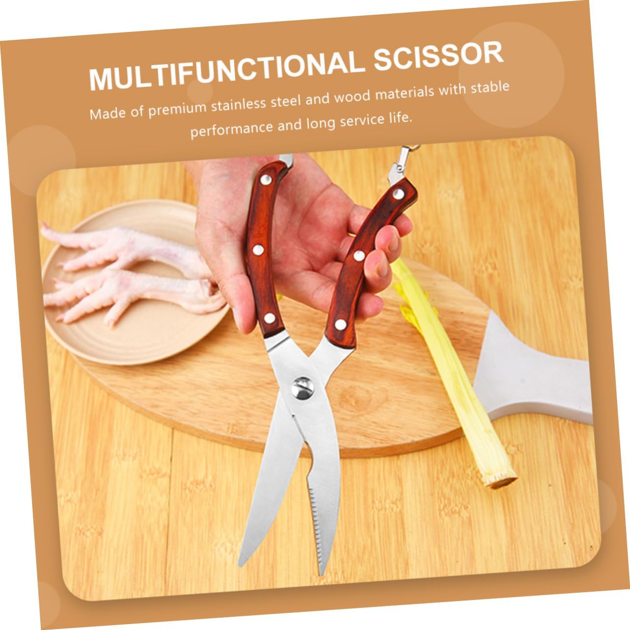 Kitchen Scissor Chicken Bone Shears Stainless Steel Fish Scissors Food Shredder