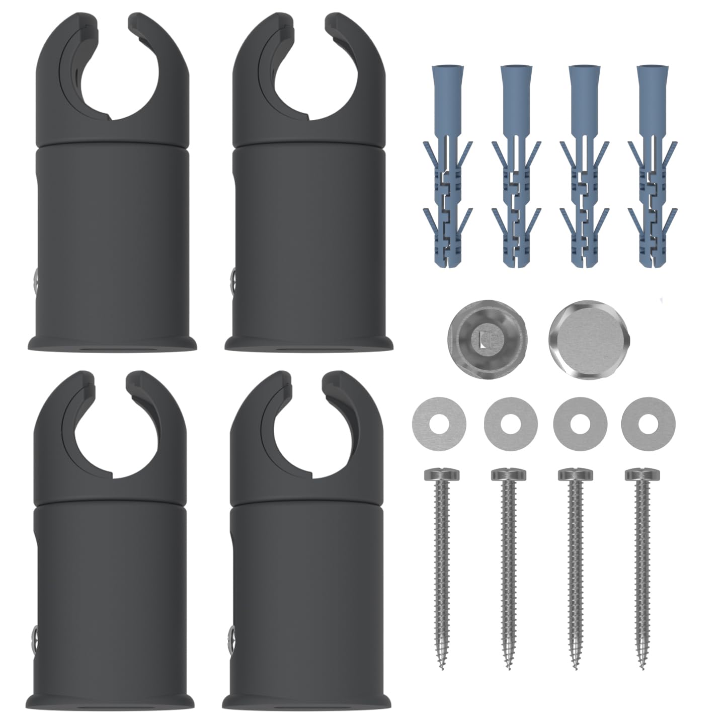 Clamp Brackets for Heated Towel Rail Radiators Flat & Curved (Anthracite, 22mm Tube Width)