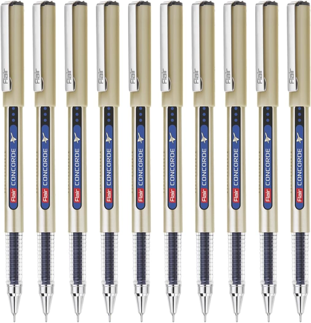FLAIR Concorde Gel Pen Box Pack | Diamond Tip with Waterproof Gel Ink | Classy Looks & Smudge Free Writing | Durable, Refillable Pen | Blue Ink, Pack of 20
