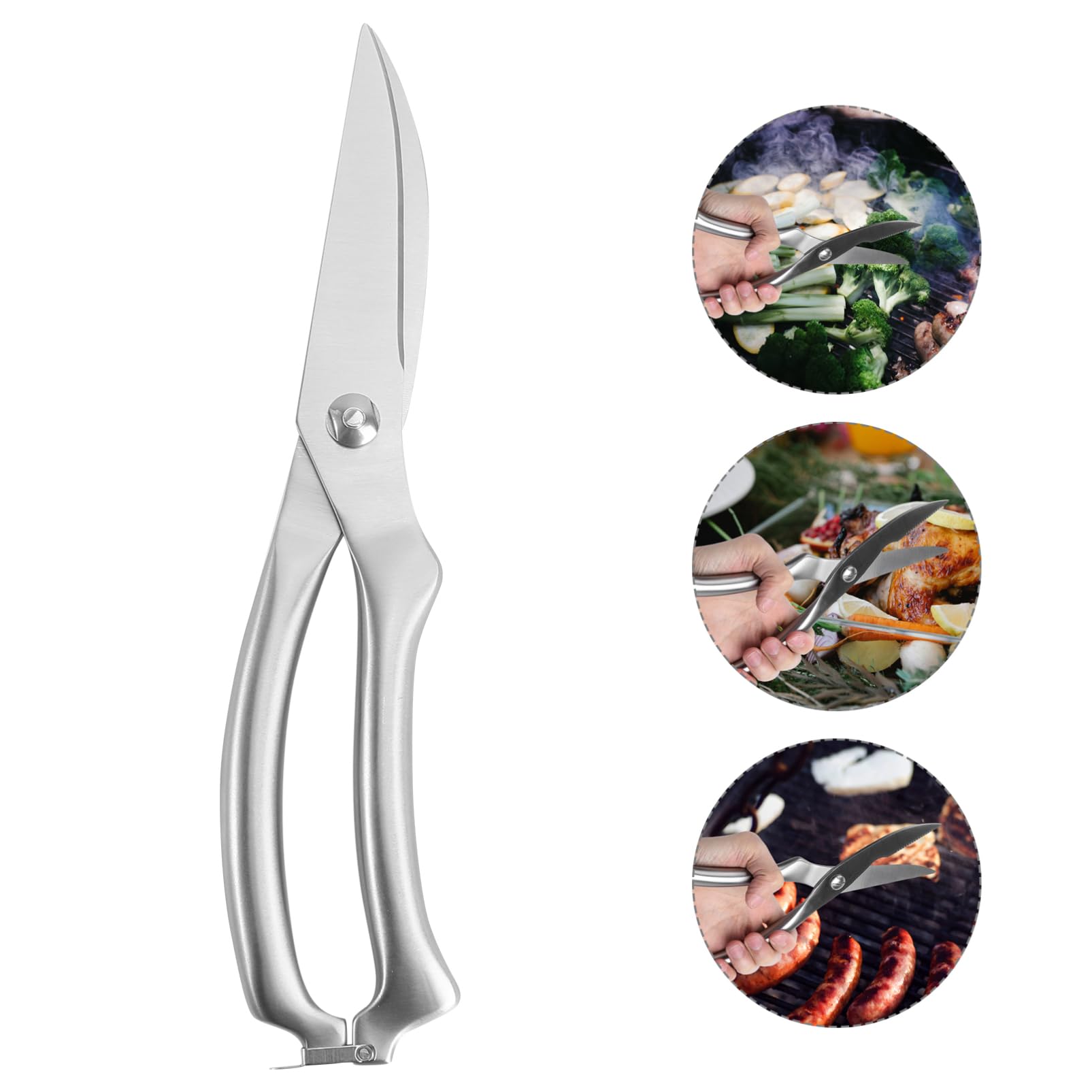 Alipis Home Use Heavy Duty Kitchen Shears Stainless Steel Poultry Scissors for Cutting Chicken Turkey Seafood Lobster and Bones Professional Kitchen Tools with Comfortable Grip