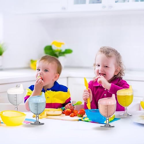 Miniatura 8 de Goaste Paquete de 4 vasos para sorber para niños pequeños, 7 onzas, copa de vino de plástico antiderrames, taza de bebida elegante para bebés,
