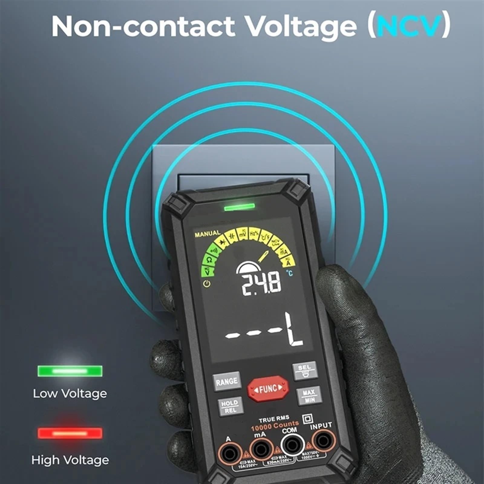 Multimetr 10000 zliczeń inteligentny multimetr akumulatorowy automatyczny zakres Ture RMS 1000V 10A Tester Ohm Hz pojemność NCV multimetr cyfrowy Dokładne czytanie