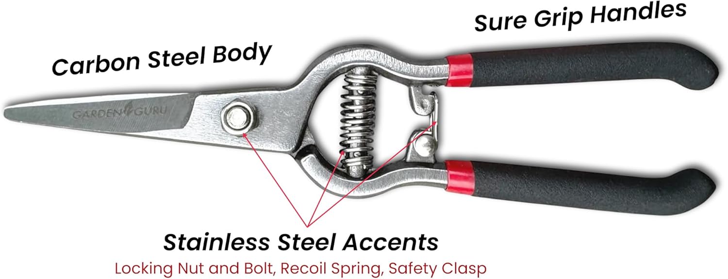 Garden Guru Classic Bypass Pruning Shears Clippers – Heavy Duty Forged Steel Garden Pruners – Safety Lock – Non Slip Comfort Grips – Cuts up to 1” Diameter – Professional Bypass Pruners for Gardening - Image 5
