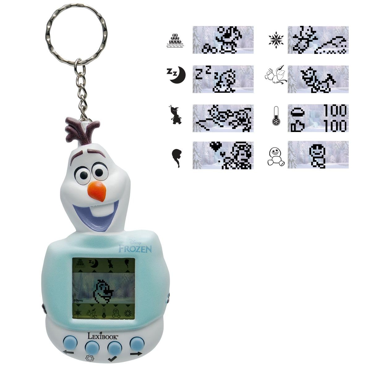 Lexibook, Disney Kraina Lodu, Konsola do gier My Best-E®, Ekran LCD, 3 gry w zestawie, Interaktywny towarzysz Olaf, Uniwersum Krainy Lodu, Jasnoniebieski i biały, JLMB10FZ