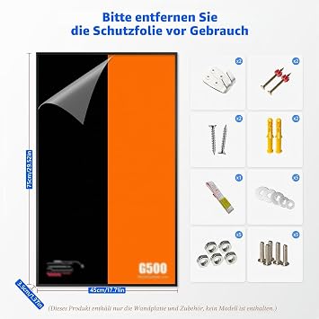 Display Wall Board Compatible with Lego Technic G 500 Professional Line 42177, Wall Mount Car, Size: 75 x 45 cm, Compatible with Lego Models Not Included (Black)