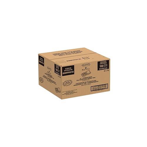 Miniatura 3 de DART ProPlanet - Recipientes para llevar con tapa con bisagras ecológicas, rellenos de minerales, tamaño de 8.5 pulgadas, 1 compartimento, 150