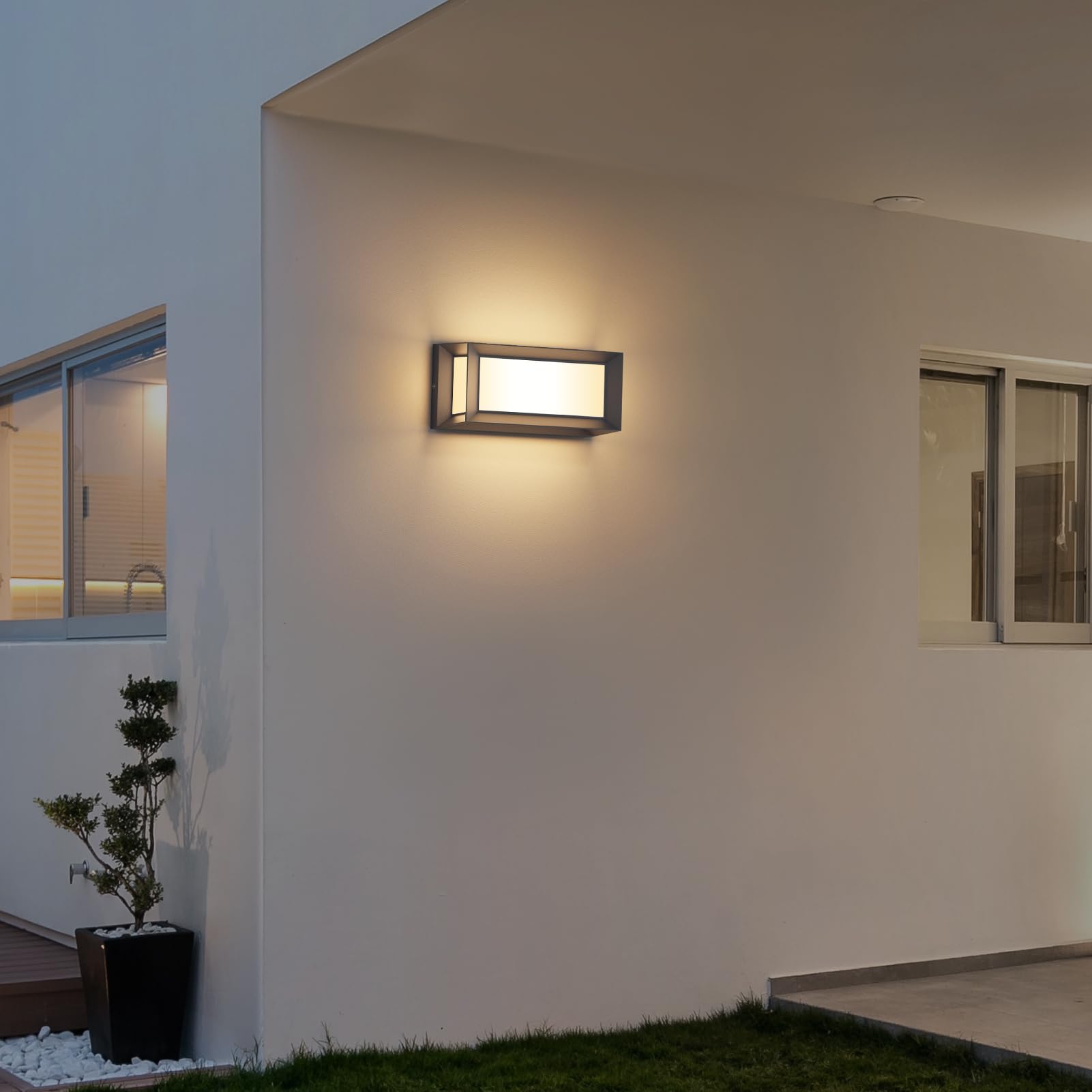 Klighten Applique da Parete E27 Esterno Interno, Max 60W, Luci da Parete Impermeabile IP65 Lampade da Parete Moderno per Ingresso Terrazza Corridoio, PC + Alluminio, Lampadina non Inclusa, Antracite | alluminio + PC, IP65 impermeabile, lampada da parete p
